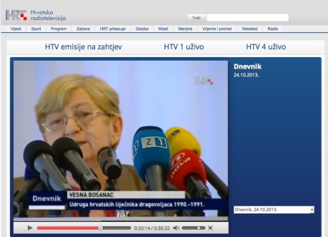 Dr. Vesna Bosanac, Association of Croatian doctors volunteers 1990 - 1991 Photo: Screenshot HRT TV News 24. 10. 2013