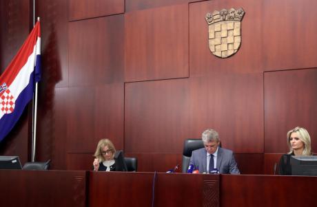 Zagreb County Court Friday 22 July 2016 centre: Judge Ivan Turudic, presiding Quashed 1946 communist Verdict against Blessed Aloysius Stepinac Photo: HINA/ Damir Sencar/ds